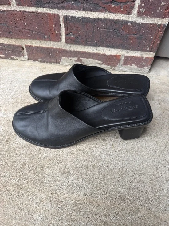 Black Leather Slip-On Mules - Picture 3 of 5
